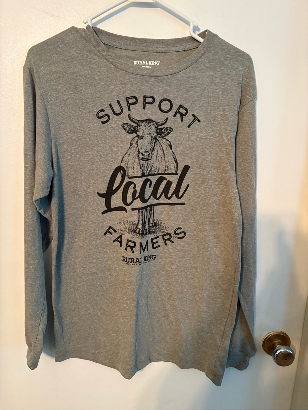 Gray "Support Local Farmers" Long-Sleeve Tee